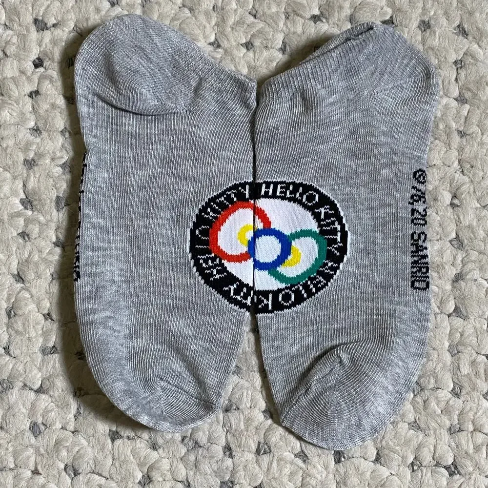 Hello Kitty RAINBOW BOW Olympics Medallion Socks NEW! Sanrio Limited Edition